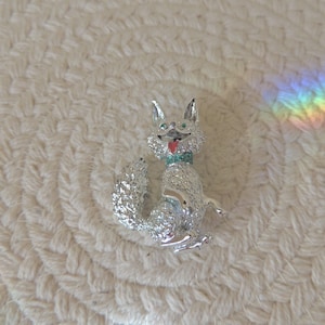 Sly Silver Fox Pin. Laughing Silver Fox Brooch. Funny Frisky Lapel Pin. Dog, Fox, Coyote, Wolf Canine Pin.