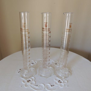 Vintage Karter Glass Flasks: 100 ml Laboratory Cylinder Vases