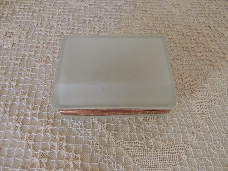 Satin Glass Floral Trinket Box. Frosted Glass Hinged Dresser Etsy