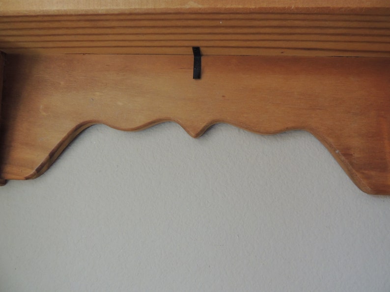 Natural Pine Shelf Single Wood Shelf. Kitchen Spice Rack Entryway or Hall Storage Shelf With Key Holder Unfinished Shelf with Hook