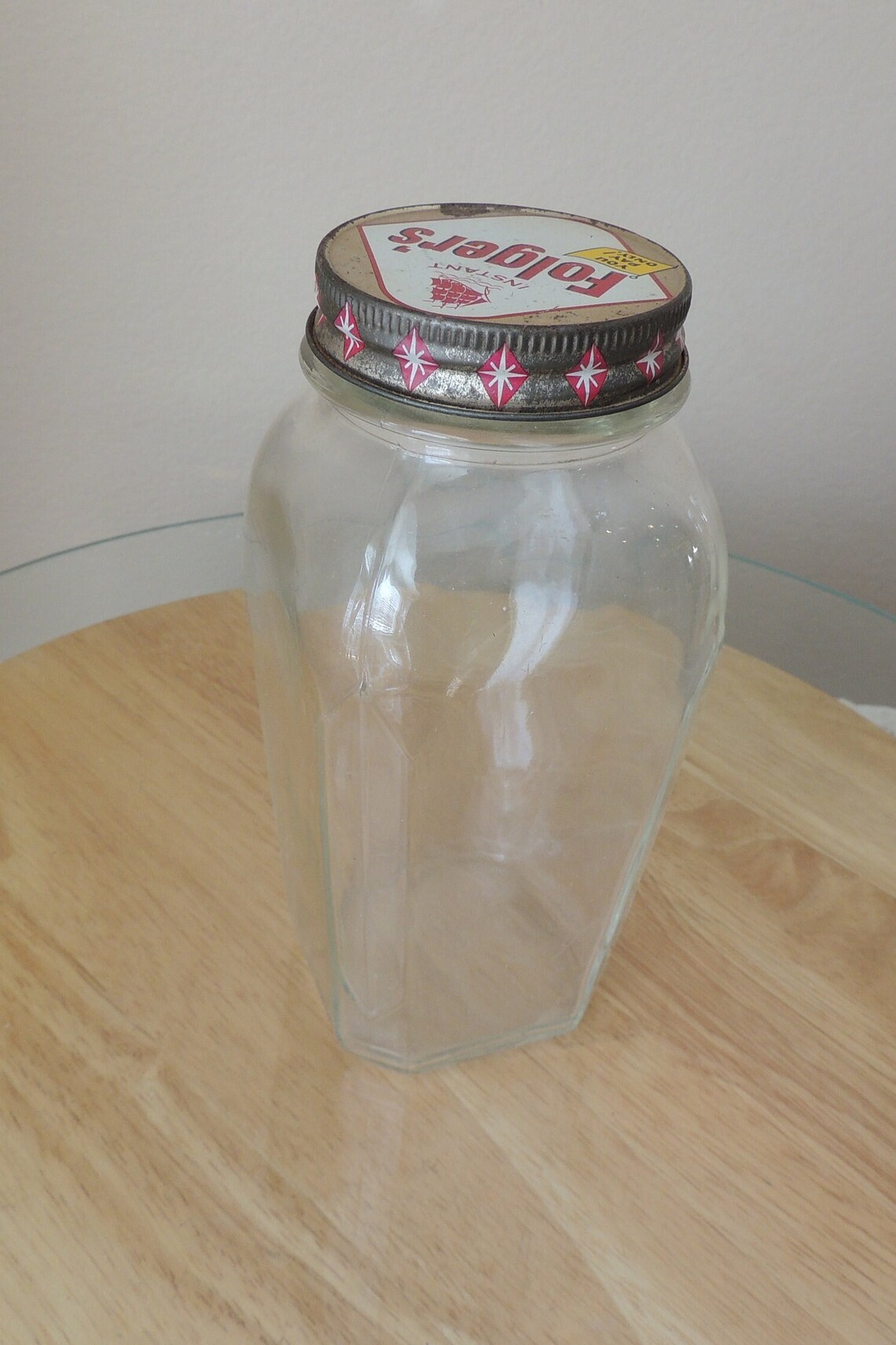 Vintage Folgers Coffee Jar. Unusual Square Coffee Jar With Etsy