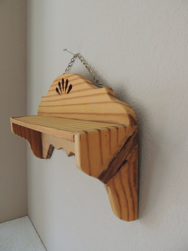 Natural Pine Shelf Single Wood Shelf. Kitchen Spice Rack Entryway or Hall Storage Shelf With Key Holder Unfinished Shelf with Hook
