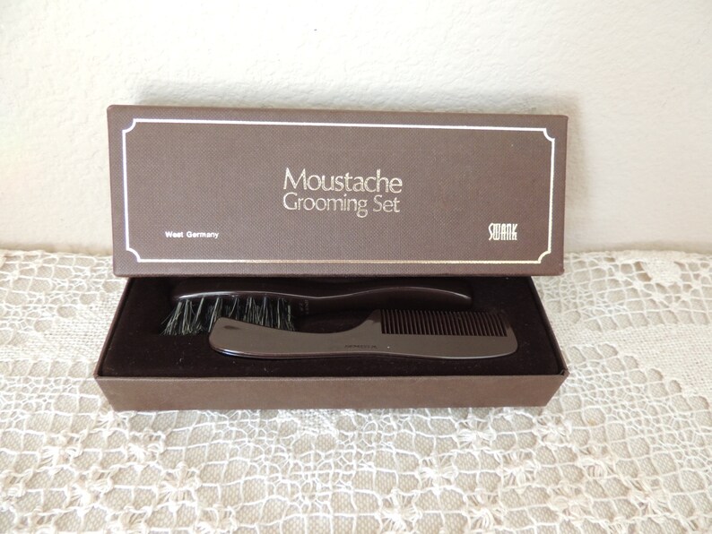 Swank Mustache Grooming Set. Brown Mustache Comb Set. Vintage Etsy