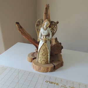 Driftwood on Wood Base. Handcrafted Wood Lamp Base. Natural Driftwood Sculpture Nautical Decor. Natural Driftwood Centerpiece.