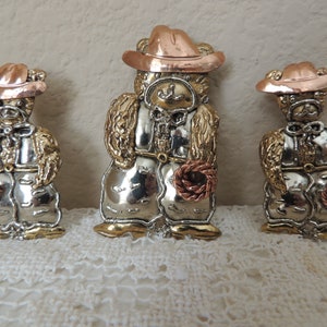 Cowboy Bears Jewelry Set: Brooch and Earrings, Southwestern Style