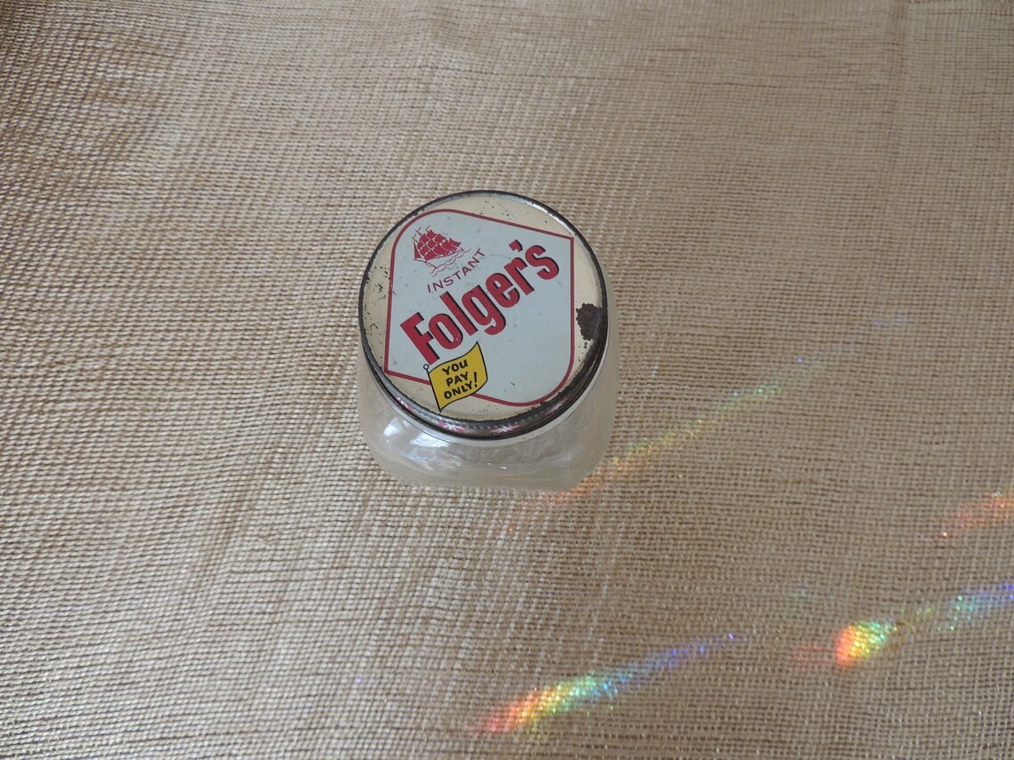 Vintage Folgers Coffee Jar. Unusual Square Coffee Jar With Etsy