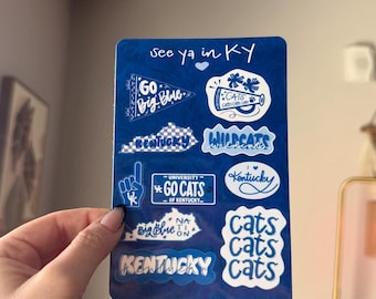 Kentucky Wildcats Sticker Sheet | UK Cats Vinyl Stickers | Big Blue Nation, FREE SHIPPING
