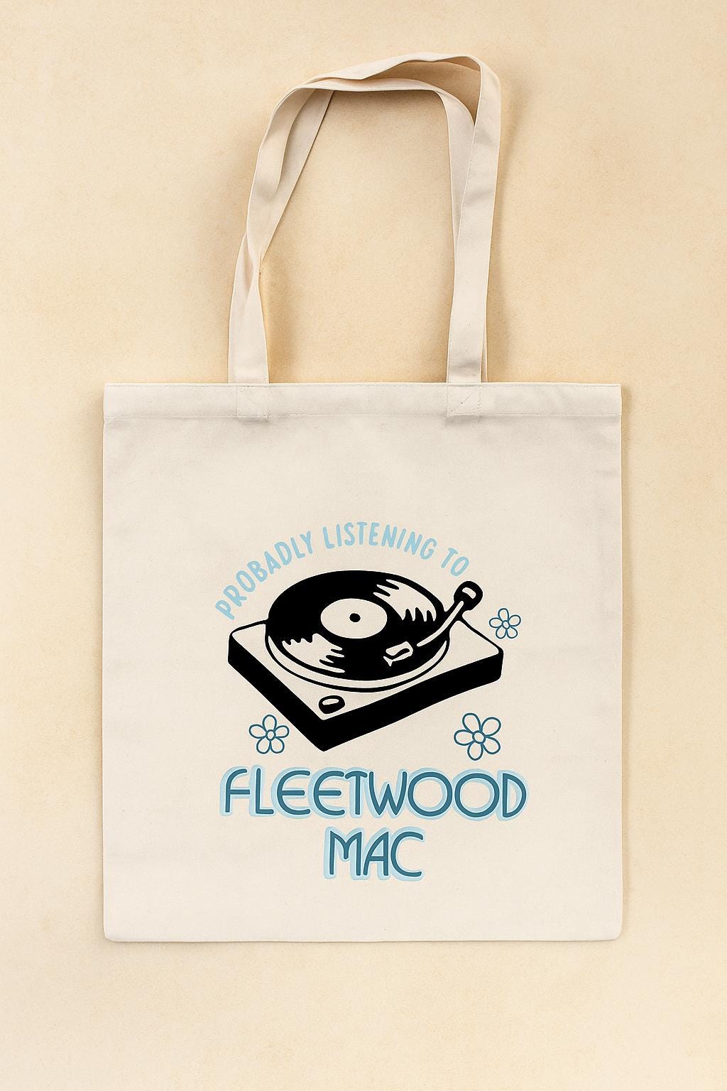 Fleetwood Mac Tote Bag, Retro Record Player Design, Music Lover