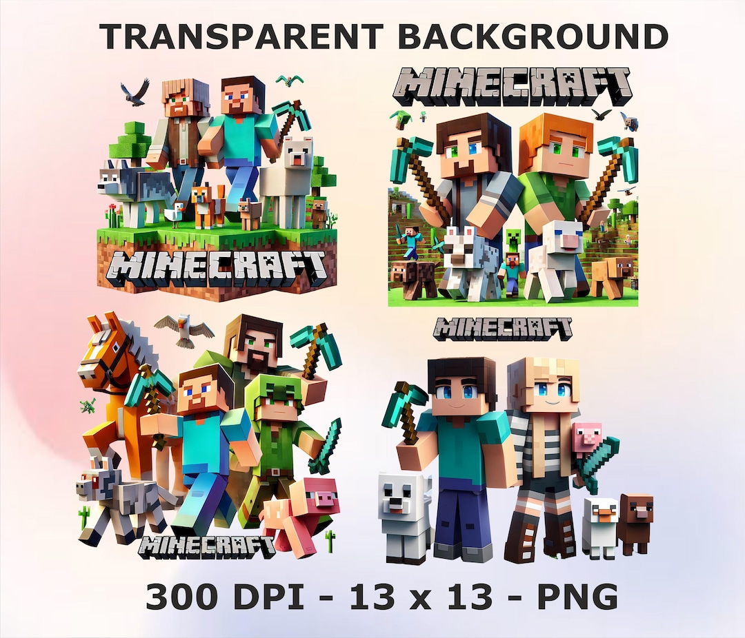 4 Minecraft PNG Bundle - Minecraft Clipart & Birthday Designs ...
