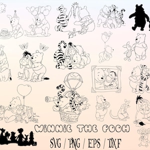 Winnie SVG and PNG Bundle | Pooh SVG | Cricut Files | Pooh Clip Art | Designs Quotes