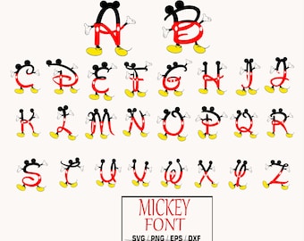 Mickey Mouse Font SVG Bundle: Alphabet Letters, Cricut Cut File (Digital Download)