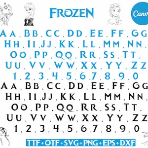 Frozen Font Svg Layered Files, Frozen Alphabet Letters and Numbers Dxf Eps Png Clipart, Vector, Cricut Cut File, Instant Download, Canva