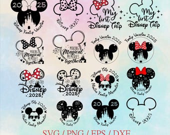 2025 Family Trip Png Bundle, 20 Family Vacation Bundle Png, Minniee Mouse Head Png, Vinyl Cut File, Cricut, Cut File, Silhouette