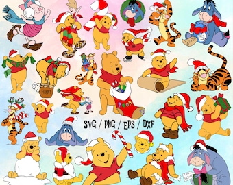 Honey bear Christmas svg png bundle, Merry christmas, Christmas Cartoon, Yellow honey bear Christmas, Winnie the pooh svg
