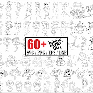 Mega bundle inside out 2 SVG, EPS, PNG - Inside Out 2 new Characters Clipart Vector. Pack bundle vectorized