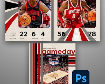 Vintage Sports Stats, Gameday, & Scorecard Photoshop Templates