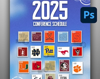 Postage Stamp Schedule Photoshop Template