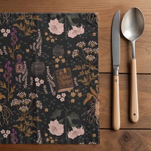 Set de table design Jardin des sorcières sur sergé 100 % coton, 1 pièce - Décoration de table d'Halloween