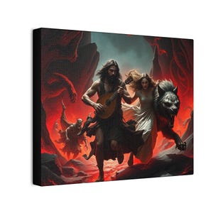 Orpheus and Eurydice Mythology Wall Art Home Decor, Unique Keinedime Rendering, Hades Underworld Escape, 0.75 Inch Depth, Keinedime
