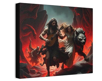 Orpheus and Eurydice Canvas Print: Greek Mythology Wall Art, Fleeing Hades, Mythological Stories, Great Legend, Carry your Tune to Hell Back