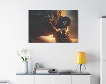 Cuadro de Sísifo en lienzo / Decoración existencialista inspirada en Albert Camus / Regalo de mitología griega para el hogar o la oficina.