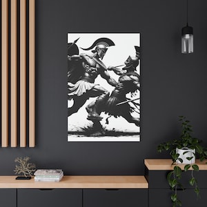 Clash of the Greeks Spartans, Canvas Print Greek Warrior Spirit, Honor and Love of Country, Home Decor, Wall Art, Greek Mythology Gift,