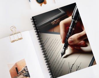 Elegant Writing Spiral Notebook - Ruled Line, Journal, Creative Writing, School Notes, Gift for Writers, Jotter for Ideas