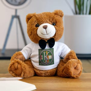 Keiran the Teddy Bear, Irish Teddy Bear Plush Toy, St. Patrick&#39;s Day Gift, Cute Stuffed Animal, Green T-Shirt Bear, Lucky Charm Decor