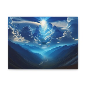 Canvas Wall Art, Cloud Stairway to Heaven, Rock and Roll Artwork, Zeppelin Inspired, Matte Canvas Print, 1 25" Stretched