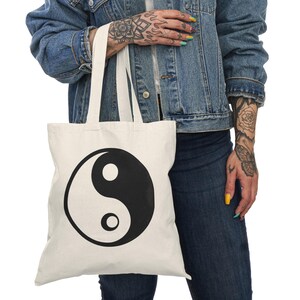 Yin Yang Canvas Tote Bag: Eco-Friendly Reusable Shopping Bag