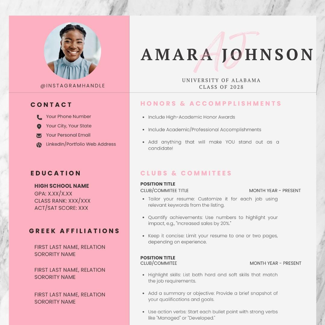 Sorority Resume Template and Cover - Il 1080xN.6529966505 Gdkb 