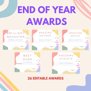 26 Student Award Certificates, Classroom End of Year Certificate, Most Likely to Awards, Student Recognition, Superlative Awards, Digital