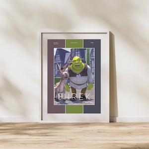 Shrek Poster | Digital Download | DreamWorks Inspired Wall Art | Minimalist Cartoon Print | Kids Room & Movie Decor