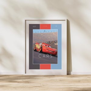Cars Movie Poster | Lightning McQueen Digital Print | Kids Room Wall Art | Pixar Inspired Decor | Cartoon Nursery Download