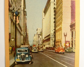 Vintage Los Angeles CA Postcard, RPPC Color Postcard, Financial Center Spring Street, Los Angeles California Collectible, West Coast Decor