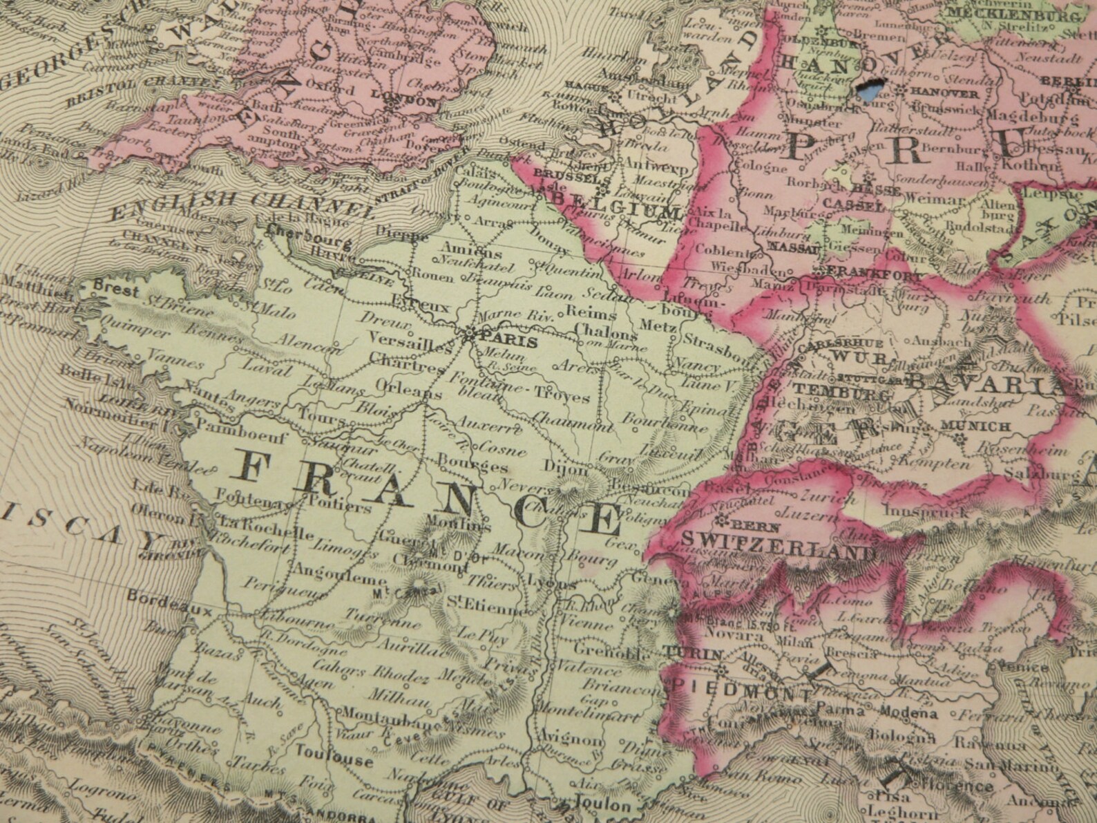 Old World Europe Map, 1867 Johnson Map, Europe Vintage Decor, 1st
