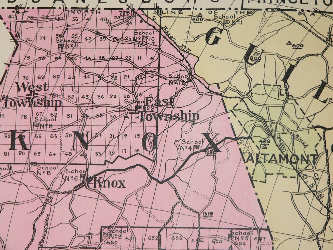 Albany County NY Map New York 1912 Large Map Genealogy History Etsy