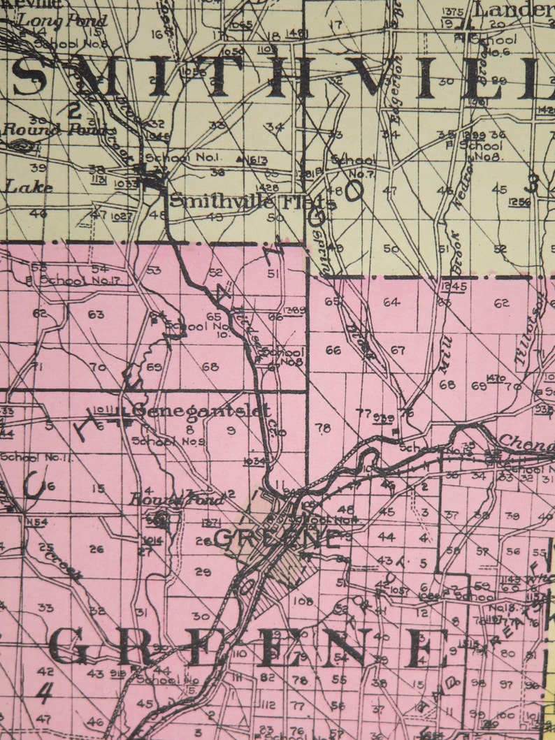 1912 Large Chenango County NY Map, New York County, Original Antique