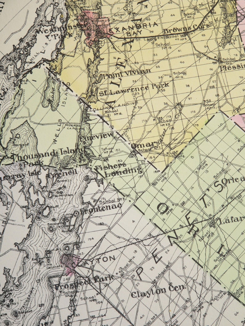 1912 Large Vintage Map Jefferson County NY Map New York Etsy