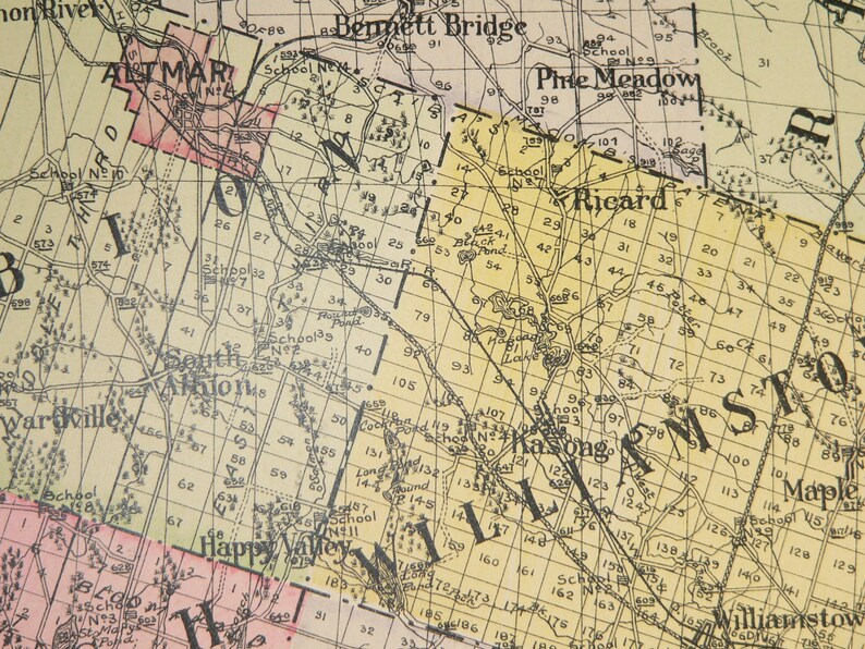 Large Vintage Map Oswego County NY Map New York County 1912 Etsy