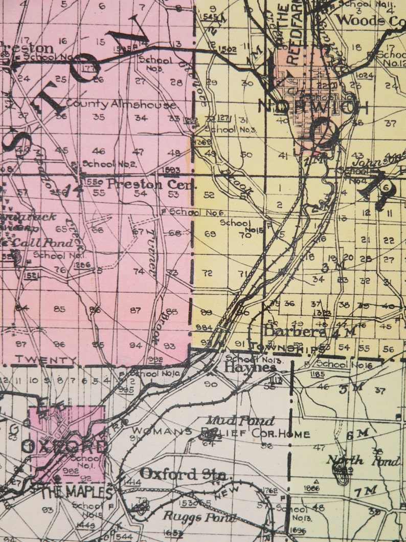 1912 Large Chenango County NY Map New York County Original Etsy