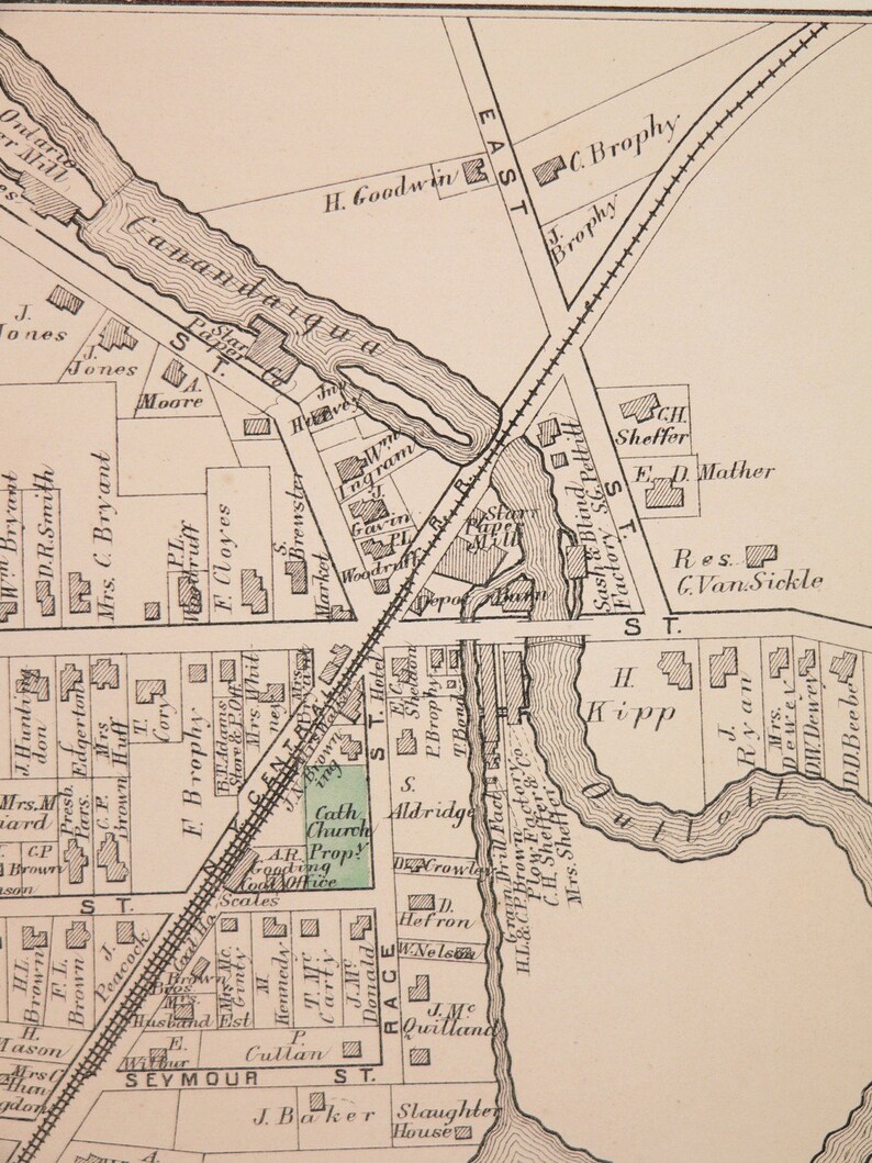 1874 Vintage Shortsville NY Map Port Gibson NY Handcolored Etsy