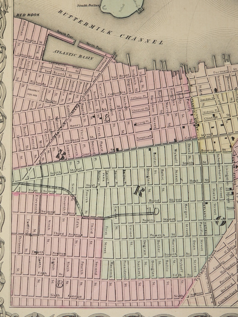 Original 1856 Colton New York City Map Original Antique Map Etsy