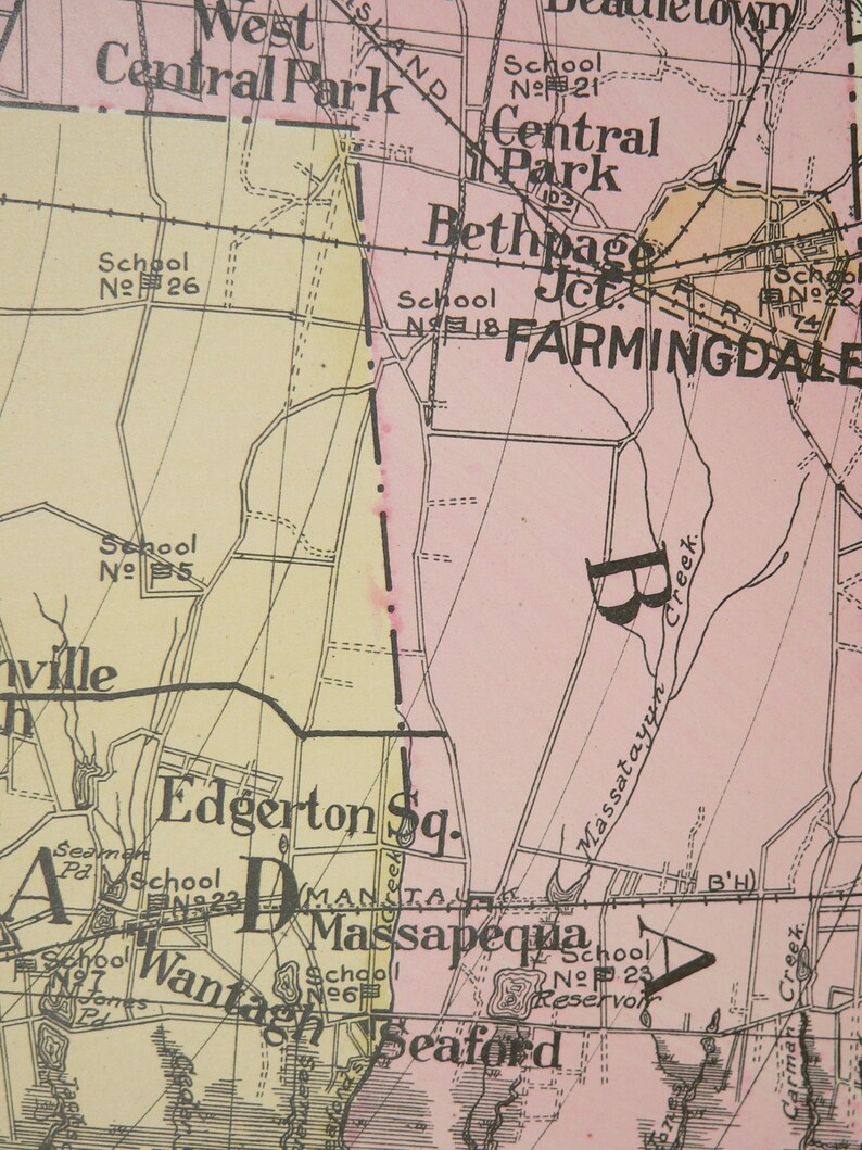 1912 Nassau County NY Map Original Large Map Genealogy Etsy