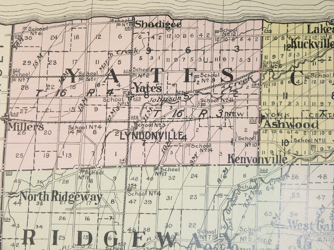 Large Vintage Map Orleans County New York Map 1912 NY County Etsy