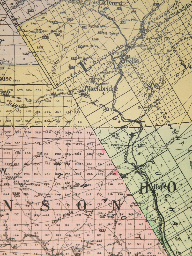 Large Map Hamilton County NY Map New York County Adirondack Etsy