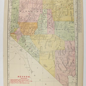 Vintage 1903 Map of Nevada