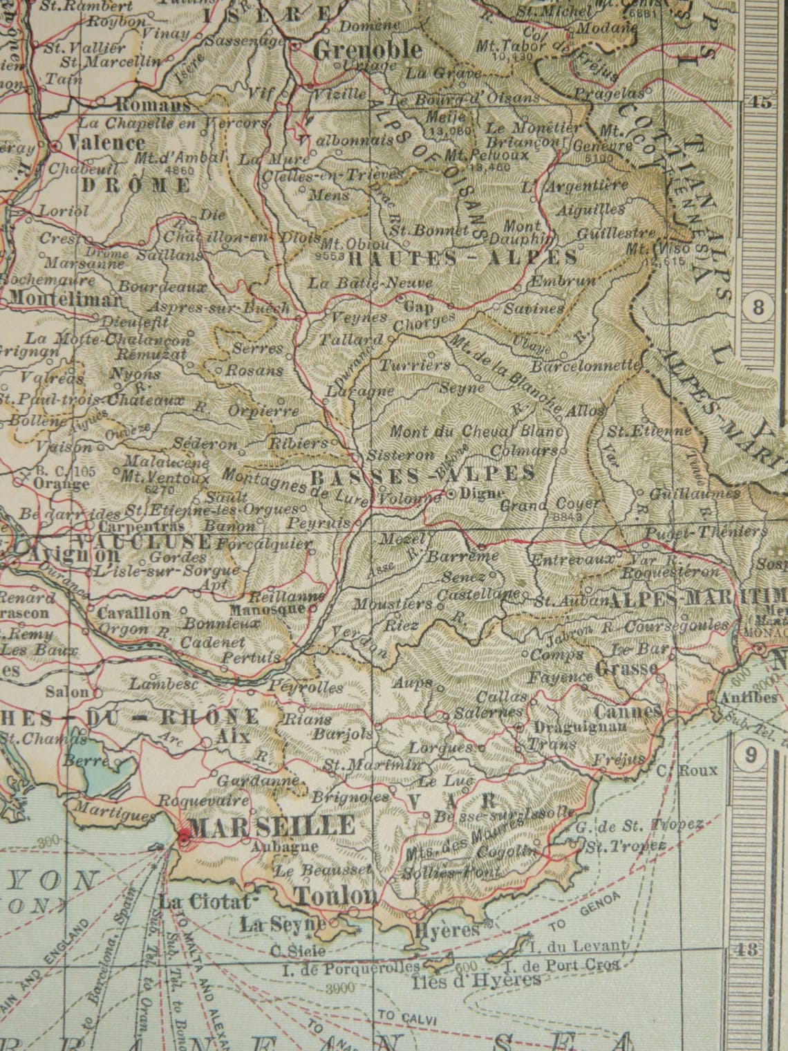 1902 Southern France Map Mediterranean Coast Travel Map - Etsy