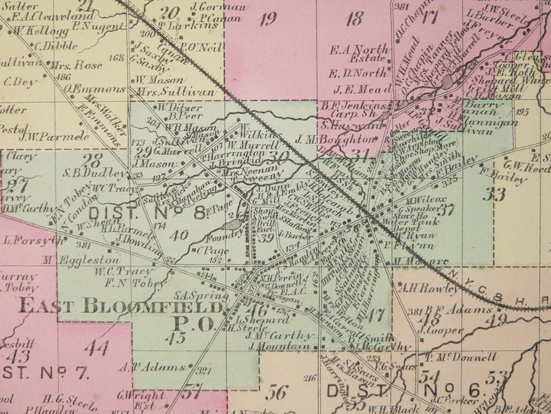 East Bloomfield NY Map 1874 Original Antique Map Ontario Etsy
