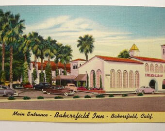 Vintage Bakersfield Inn Linen Postcard, California Collectible